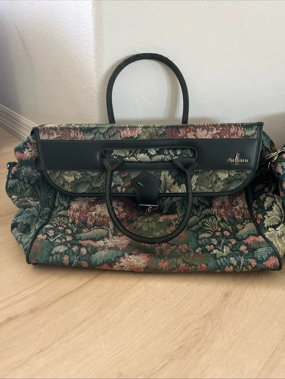 Vintage Atlantic Floral Tapestry Overnight Travel Duffel Bag Weekender Set Of 2